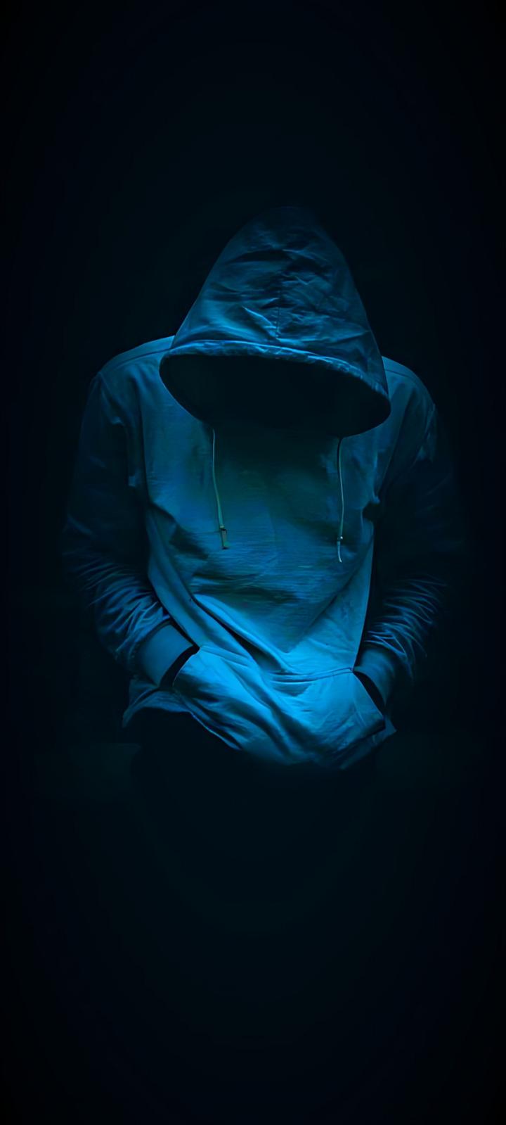 Mysterious Attitude Man in Blue Hoodie